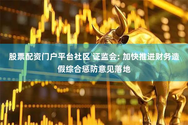 股票配资门户平台社区 证监会: 加快推进财务造假综合惩防意见落地